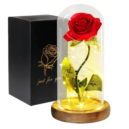 Róża z efektem LED w szkle- prezent na walentynki